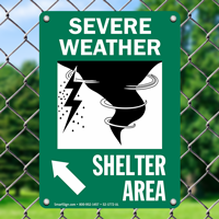 Severe Weather Shelter Area Upper Left Arrow Sign