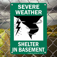Severe Weather Shelter Basement Sign