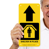 Shelter In Place Ahead Arrow Sign