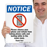 Silence Your Cell Phone Exam Room Sign