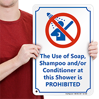 Soap, Shampoo Use in Shower Prohibited Sign