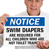 Swim Diapers Required for Children Sign