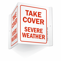 Take Cover Severe Weather Projecting Emergency Sign