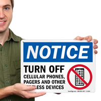 Notice Turn Off Cellular Phones, Pagers Sign