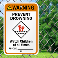 Prevent Drowning Watch Children Sign