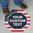 USA Flag Background Custom SlipSafe Floor Sign 