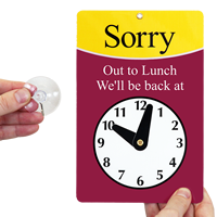 Sorry Out To Lunch Be Back Clock Sign