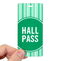 Hall Pass Green Colored Stripes Design Tag