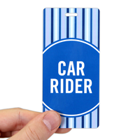 Car Rider Pass Backpack Tag, Blue Stripes Design