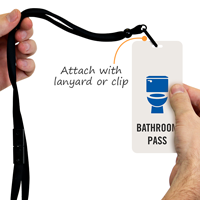 Unisex Restroom Hall Pass with Toilet Bowl Symbol