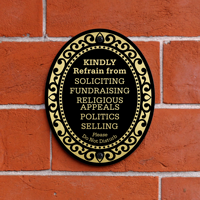 Kindly Refrain From Soliciting DiamondPlate Door Sign