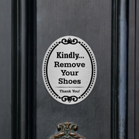 Remove Your Shoes Thank You DiamondPlate Door Sign