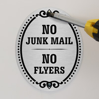 No Junk Mail No Flyers DiamondPlate Door Sign