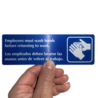 Employees Must Wash Hands Diamond Plate Door Sign