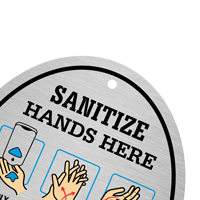 Sanitize Hands Here Diamond Plate Door Sign
