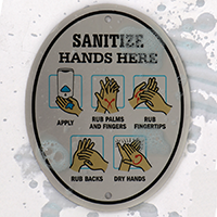 Sanitize Hands Here Diamond Plate Door Sign