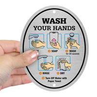Wash Your Hands Diamond Plate Door Sign