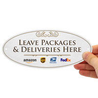 Leave Packages & Deliveries Here DiamondPlate™ Door Sign