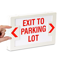 Exit To Parking Lot LED Exit Sign with Battery Backup