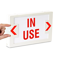 In Use LED Exit Sign with Battery Backup