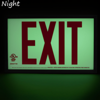Photoluminescent  Framed Red Acrylic Exit Sign