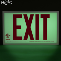 Reflective Photoluminescent Framed Red  Exit Sign