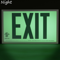 Reflective Photoluminescent Framed Green Exit Sign