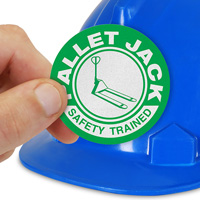 Pallet Jack Safety Trained Hard Hat Labels