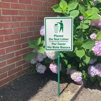 Bilingual Do Not Litter Sign