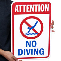 Attention No Diving Sign