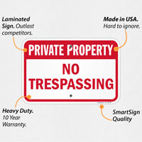 Private Property No Trespassing Sign (Red)