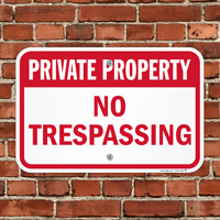 Private Property No Trespassing Sign (Red)