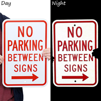 No Parking Between Sign (right arrow)