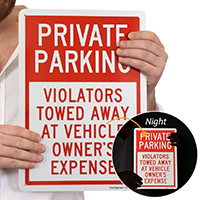 Private Parking Violators Towed Away Sign