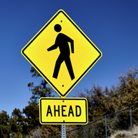 Pedestrian Crossing Symbol Fluorescent Diamond Grade School Sign