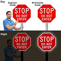 Stop Do Not Enter Reflective Aluminum STOP Sign