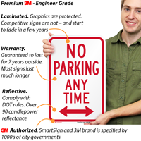 No Parking Anytime (bidirectional arrow) Aluminum Sign