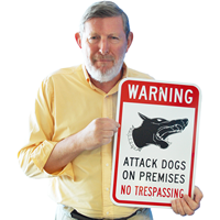 Warning Attack Dogs No Trespassing Sign