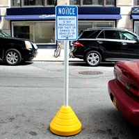 Yellow Recycled Rubber Sign Base with PVC post