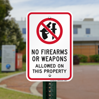 No Firearms Weapons Allowed Sign