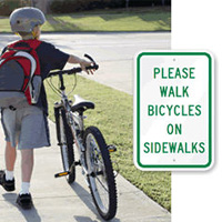 Please Walk Bicycles on Campus Sign