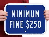 California Handicap Parking Fine Sign, Minimum $250