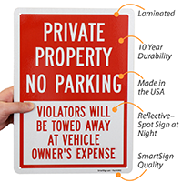 Private Property, Violators Will Be Towed Away Sign