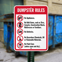 Dumpster Rules Sign (with Graphic)