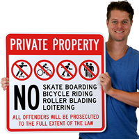 No Skateboarding & Bicycle Riding Sign (with Graphic)