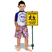 Children At Play Caution Sign for Lawn