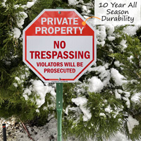 Private Property No Trespassing Violators Prosecuted Sign