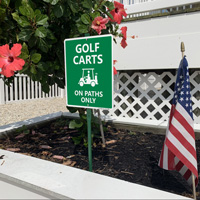 Golf Carts On Paths Only Sign