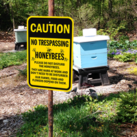 No Trespassing Honey Bees Yard Sign