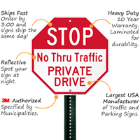 No Thru Traffic Private Drive Stop Sign